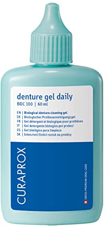 Curaprox BDC 100 Gel Detergente Quotidiano | Protesi e apparecchi | Delicato con ingredienti naturali | Senza abrasivi | 60 ml | Design svizzero