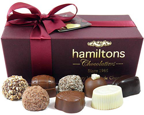 Hamiltons Burgundy Luxury Belgian Ballotin 24 Handmade Chocolates Gift Box