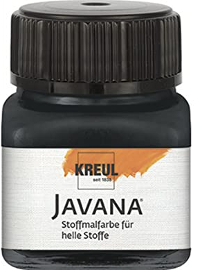 KREUL 90910 - Javana Stoffmalfarbe für helle Stoffe, 20 ml Glas in schwarz, geschmeidige Farbe auf Wasserbasis mit cremigem Charakter, dringt fasertief ein, waschecht nach Fixierung