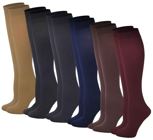 6 Pairs Pack Women Stretchy Spandex Trouser Socks Opaque Knee High (Assorted)
