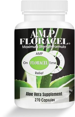 AMP FLORACEL Highly Concentrated organic Aloe Vera Capsules, Promotes Digestive Balance & Gut Wellness with Aloe Mucilaginous Polysaccharides, Lecithin & Aloe Barbadensis (30-Day Supply) – Made in USA