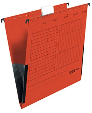 Original Falken 5er Pack Hängetasche UniReg. Made in Germany. Aus Recycling-Karton für DIN A4 mit Leinenfröschen rot Blauer Engel ideal für die lose Blatt-Ablage im Büro und der Behörde