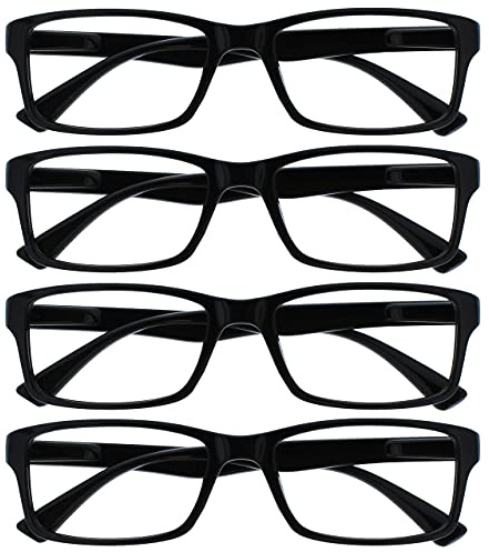 OPULIZE La Compañía Gafas De Lectura Negro Lectores Valor Pack 4 Estilo Diseñador Hombres Mujeres RRRR92-1 +1,00