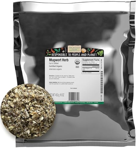 Frontier Co-op Mugwort Herb, Cut and Sifted, Certified Organic, Kosher, Bulk Bag, Artemisia vulgaris L. | 16 Ounce (Pack of 1)
