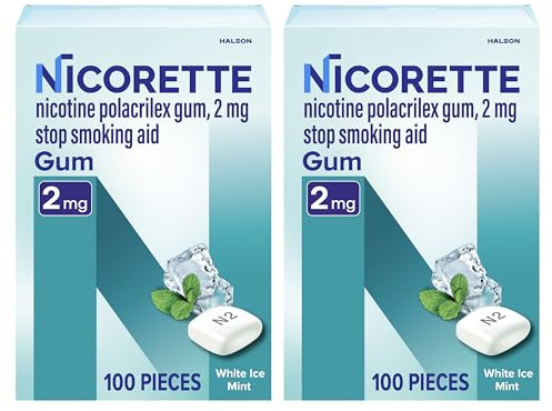 Nicorette Nicotine Gum Stop Smoking Aid, 2 mg, White Ice Mint Flavor - 200 Count