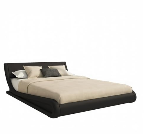 MB Muebles Bonitos, Letto Matrimoniale Alessia, Legno e Ecoleather, Nero, Per Materasso 160x200 cm