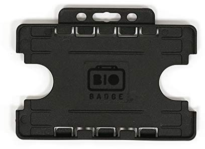 Customcard Ltd Double-Sided ID Card Holder - Secure, Black Plastic for 2 Credit-Sized Cards (85mm x 54mm) - Durable, Lightweight for Work, School, Events- ID Card Holder for Lanyard (Black, Pack of 1)