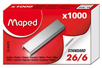 MAPED Lot de 3 Boites de 1000 agrafes 26/6, zinguées