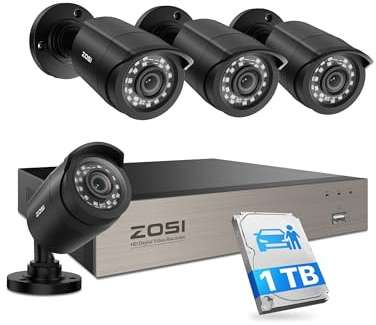 ZOSI 3K Lite Security Camera System with AI Human Vehicle Detection,H.265+ 8CH HD TVI Video DVR Recorder with 4X HD 1920TVL 1080P Indoor Outdoor Weatherproof CCTV Cameras,Remote Access,1TB Hard Drive