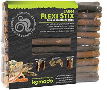 Komodo Flexi Stix, terrarium eller vivarium dekor, lämplig för reptiler, amfibier och ryggradslösa, brun, stor