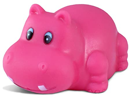 DolliBu Hippo Bath Buddy Squirter - Floating Pink Hippo Rubber Bath Toy, Fun Water Squirting Bathtime Play For Toddlers Cute & Soft Wild Life Animal Toy For Bathtub, Beach and Pool for Girls and Boys