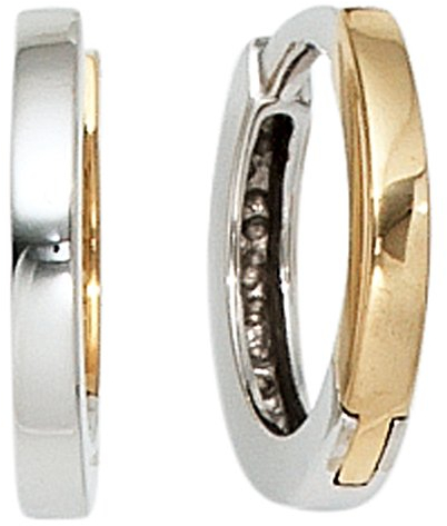 Jobo Damen-Creolen aus 8 Karat 333 Gold Bicolor Durchmesser 11,5 mm