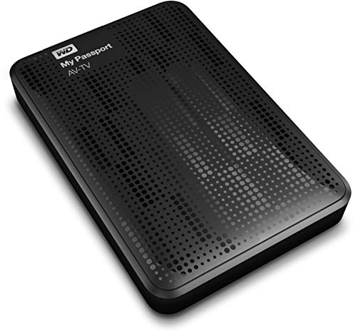 Western Digital 1TB My Passport AV TV tragbare externe Festplatte USB3.0 für TV Aufnahmen, reibungslose AV-Wiedergabe, USB-Kabel – 82cm, inkl. Montagematerial zur Befestigung am TV