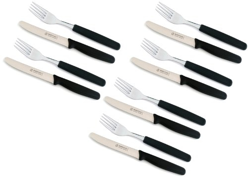 Menu Ménagère 12 pièces PP Noir Mars Oiseaux Solingen # 32 00 00 comprenant 6 x couteaux de table + 6 x Fourchette