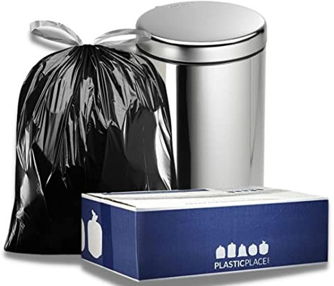 Plasticplace W13DSBKJR 13 Gallon Trash Bags │ 1.2 Mil │ (50 Count) Black Extra Tall Garbage Can Liners │ 24” x 31”