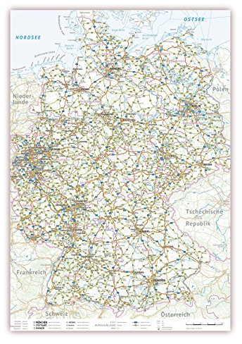 LYSCO® Deutschlandkarte DIN A1 Format, Politisch, Gefaltet auf DIN A4, Satin, Vollfarb, K-712