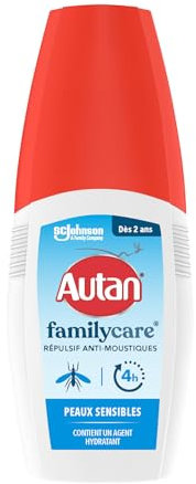 Autan Family Care Spray - Anti-Moustiques - Jusqu'à 4H de Protection Immédiate - Testé Dermatologiquement - Contient des Agents Hydratants Pour la Peau - 1 Spray, 100ml