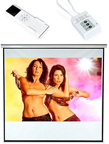 Melko Leinwand elektrisch für Beamer, Heimkino, Büro, Projektoren, 203 x 203 cm, 113 Zoll, ideal für HD-TV mit Motor und Fernbedienung