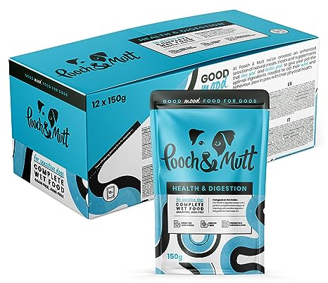 Pooch & Mutt - Vitalität & Verdauung, Nassfutter für Hunde (Getreidefreies), Truthahn und Hering, 12 x 150 g