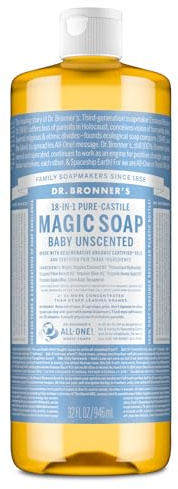 Dr. Bronner’s - Pure-Castile Liquid Soap (Baby Unscented, 32 Ounce)