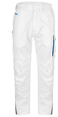 TMG | Arbeitshose Elegance für Herren, Malerhose mit Kniepolster & Reflektorstreifen, weiße Cargohose, robust | Gr. 54
