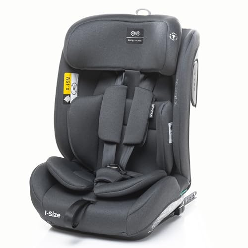 4BABY kindersitz mit isofix 76-150 cm Go-Fix, einstellbar, schutzeinlage, Vorwärtsgerichteter Einbau, I-Size (Graphite)