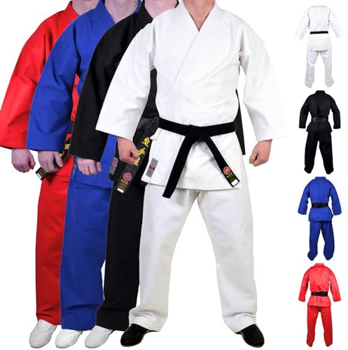 MAR | Heavyweight Karate Gi, Red Karate Suit, European Cut | Men & Women; Kids & Adult Sizes | For Competition & Tournaments, Kids Karate Suit for Competition, 14oz Canvas Fabric Suit (5/180)
