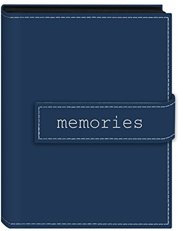 Pioneer Photo Albums EXP-57/BM 36-Pocket 5 by 7-Inch Embroidered Memories Strap Sewn Leatherette Cover Photo Album, Mini, Blue