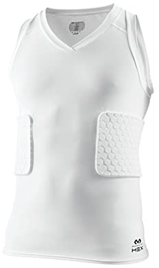 McDavid Débardeur de Compression rembourré (3 Coussins) avec Coussinets hexagonaux pour Basket-Ball, Football, Crosse et Bien Plus Encore Protège côtes et Colonne vertébrale Blanc
