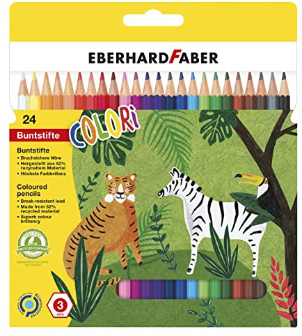Eberhard Faber 514824 - Buntstifte Set Colori, 24 Jumbo Buntstifte in ergonomischer hexagonaler Form