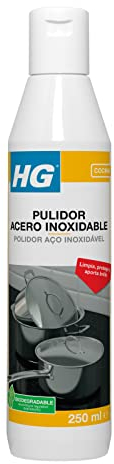 HG Limpiador para Acero Inoxidable, Abrillanta y Protege, Utensilios de Cocina y Superficies Metálicas, Evita la Reaparición de Suciedad - 250 ml