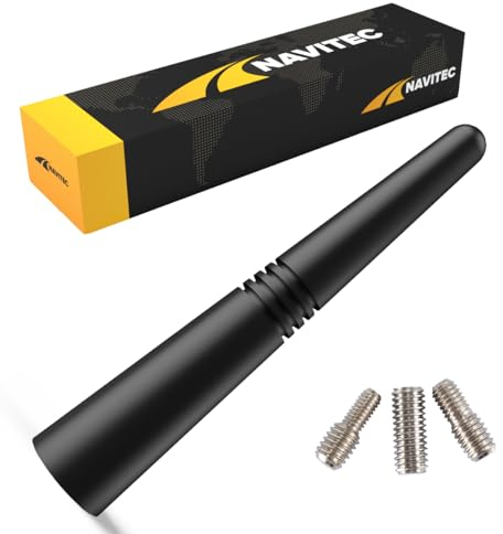 Navitec24 AutoAntenne 10cm länge Radio 16V STAB PKW KFZ Adapter FM kompatibel mit Audi BMW Chevrolet Citroen FIAT Ford VW Seat Skoda Opel Corsa Renault CLIO Twingo (10cm)