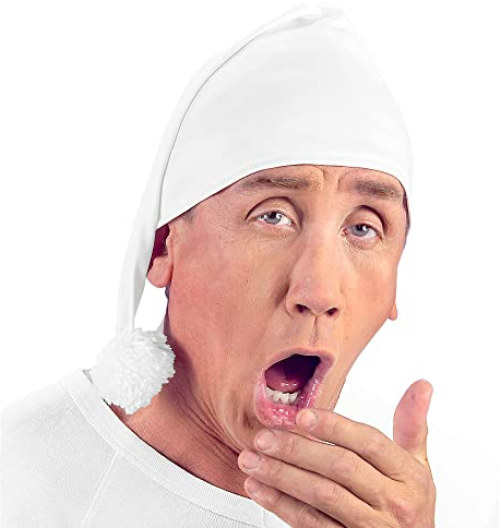 Widmann 3331S - Gorro de dormir con pompón, accesorio para el sonambulismo en fiestas temáticas o de carnaval, blanco