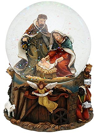 Dekohelden24 Palla di neve, famiglia sacra, con suono, dimensioni (altezza x larghezza x diametro): circa 14,5 x 11 cm, diametro 10 cm.