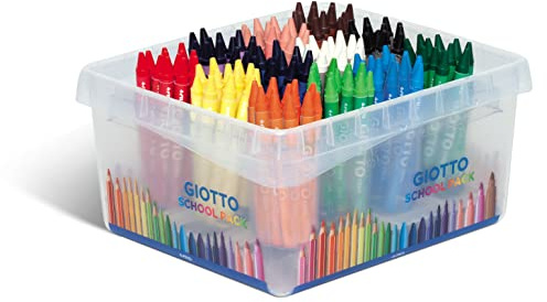 Giotto Cera, Súper Lavables, Diámetro 8.5mm, Schoolpack de Plástico, 12 x 12 Colores Surtidos, 144 unidades