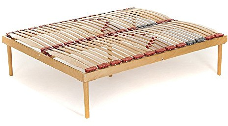 Dormiland - RETE MATRIMONIALE 160X190 IN LEGNO DI FAGGIO CON DOGHE AMMORTIZZATE E BASCULANTI DOTATA DI REGOLATORI DI RIGIDITÀ ZONA LOMBARE