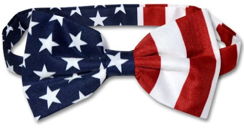 Vesuvio Napoli Men's American Flag Bow Tie Pre Tied USA Patriotic BOWTIE