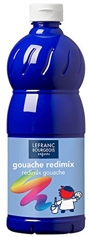 Lefranc Bourgeois 188031 flüssige Tempera Redimix Farbe, leuchtende Gouachefarbe auf Wasserbasis, hohe Deckkraft, hervorragenden Maleigenschaften, gebrauchsfertig, 1000ml Flasche - Ultramarin