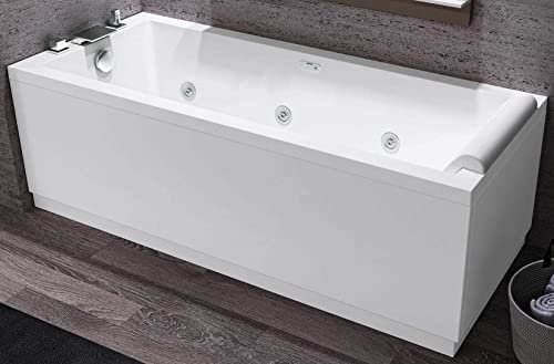 Baignoire bain remous Novellini Calos Hydro 150x70 160x70 170x70 170x75 170x80 180x80 H58 cm colonne Robinetterie Cascade 1 Panneau avant 1 latérale Whirlpool Télécommande châssis appuie-tête