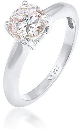 Elli Ring Damen Solitär mit Zirkonia Kristall in 925 Sterling Silber