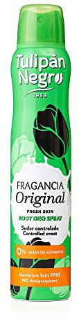 Tulipán Negro Desodorante Spray Original 200 ml, 0% Sales de Aluminio, Sudor Controlado
