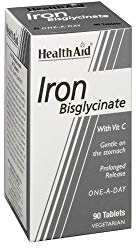 HealthAid Iron Bisglycinate 30mg Tablets – High Strength Iron Supplement – Supports Energy Release, Normal Cognitive Function & Red Blood Cell Formation – 90 Vegetarian Tablets