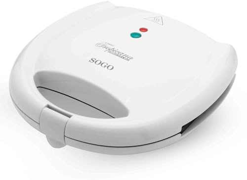 SOGO Sandwichera Eléctrica 2 Rebanadas 700W - Sandwichera Cuadrada con Placas Antiadherentes - Sandwichera con Sistema de Seguridad de Auto-Apagado - Calidad con 3 Años de Garantía