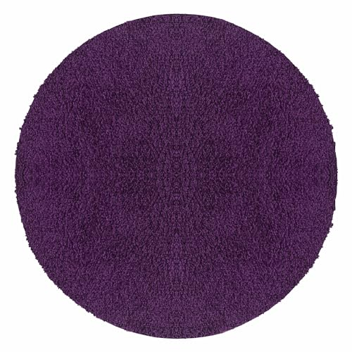 Carpetsale24 Hochflor Teppich Wohnzimmer 80 cm Rund Violett Shaggy Flokati Optik Einfarbig Modern Design - Runder Teppich Schlafzimmer und Küche Extra Weich Pflegeleicht Flauschig in 15 Farben