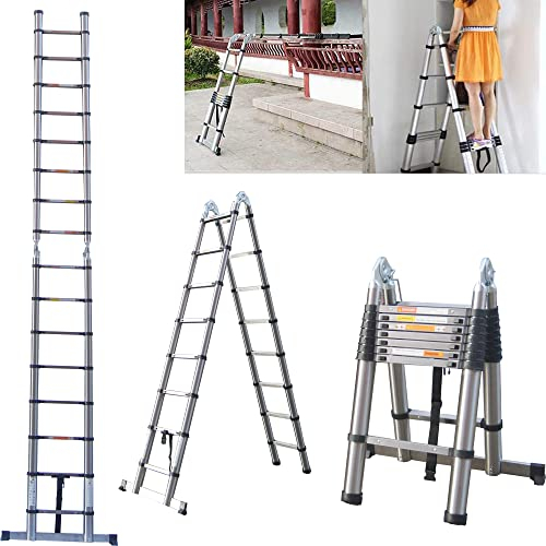 Escaleras telescópicas multiusos de aluminio 5 m 16,5 pies capacidad 330 lb DIY plegable extensible constructor Loft escaleras de extensión peldaños portátil