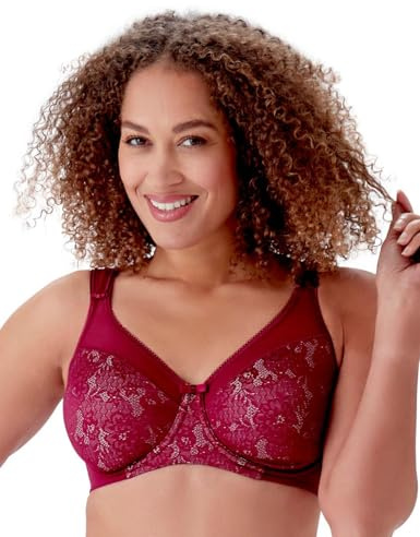 Berlei Beauty Lace Underwired Smoothing Bra Burgundy 36D