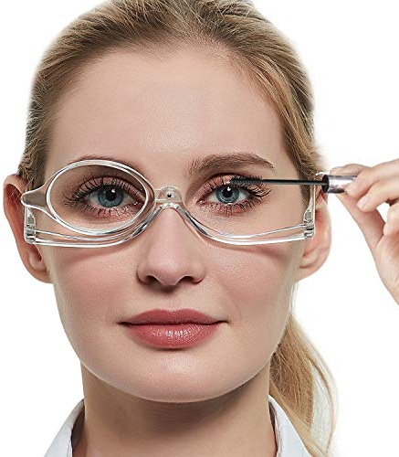 MARE AZZURO Eye Make Up Reading Glasses Womens Folding Cosmetic Readers 100 125 150 175 200 225 250 275 300 350 400 500 600 (Transparent, 6.00)