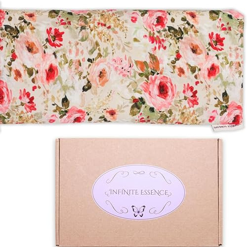 LAMARE Saco Semillas Microondas de Trigo y Lavanda 48 x 15 cm Funda Lavable 100% Algodón - Cojín Térmico Para Cervicales y Cólicos Terapia Frío y Calor. Saco de Semillas Para Microondas. (Rosas Crudo)