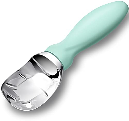 Rainspire Ice Cream Scoop Stainless Steel with Comfortable Handle, Ice Cream Scooper Heavy Duty, Ice Cream Spade Great for Spooning Frozen Hard Gelato and Sorbet, Cookie Dough, Melon (Mint Green)