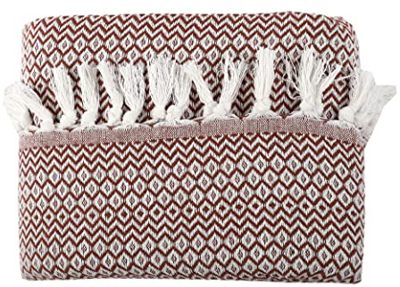 Tuiste Colcha Bouti Doble Marron Chocolate 200 x 230, Cubre Cama Multiusos, Plaid Cubrecama, Fina con diseño de Rombos, para Primavera, Verano, otoño e Invierno, Jarapas, Manta Foulard, Cubresofa
